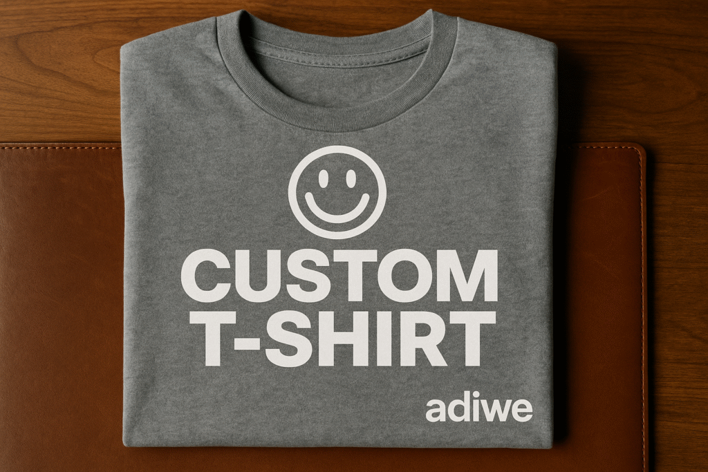 alt text: Stack of neatly folded custom t-shirts with price tags, symbolizing a profitable business
