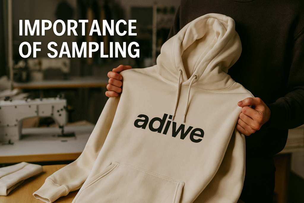 alt text: Magnifying glass over a streetwear sample, highlighting detail