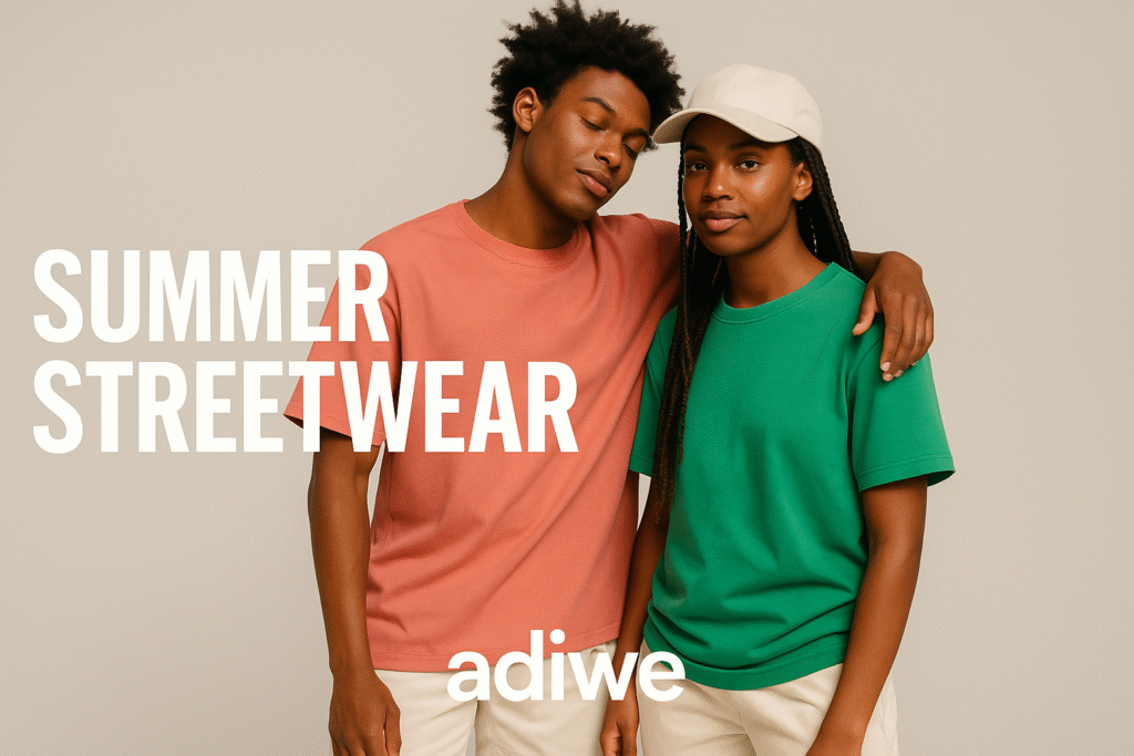 alt text: Person in stylish summer streetwear, loose t-shirt and shorts