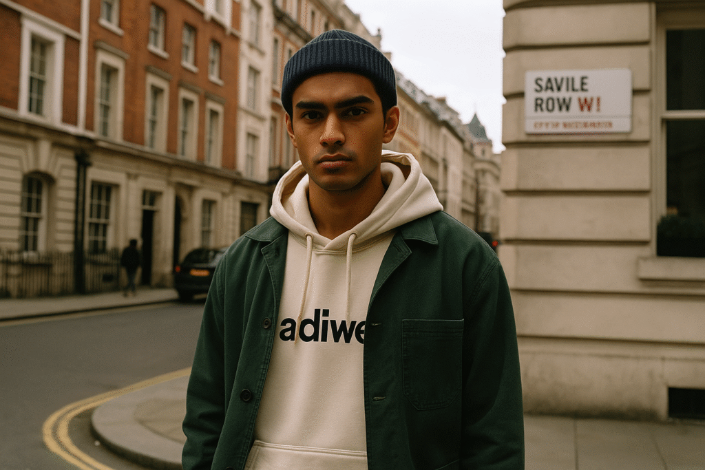 alt text: trendy individuals in Shoreditch, London, showcasing diverse streetwear