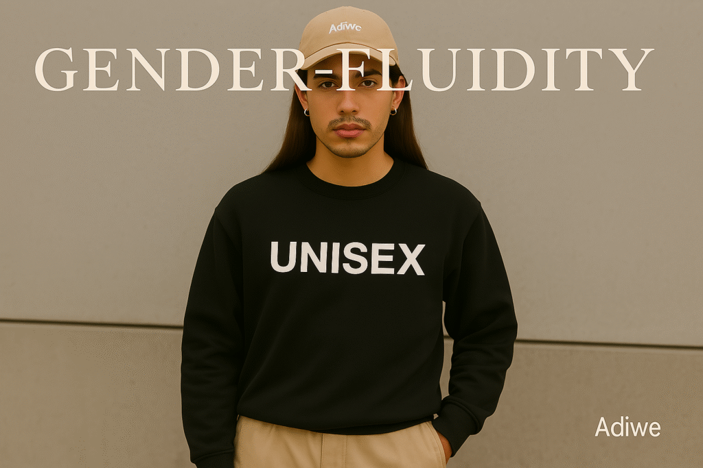 alt text: Group of models in diverse, gender-fluid streetwear outfits