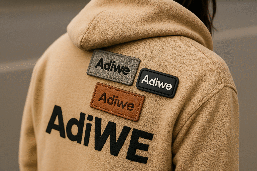 alt text: a collection of different custom patches - woven, rubber, chenille - for streetwear