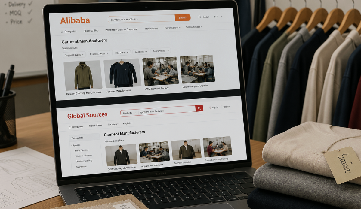 Online search for garment manufacturers