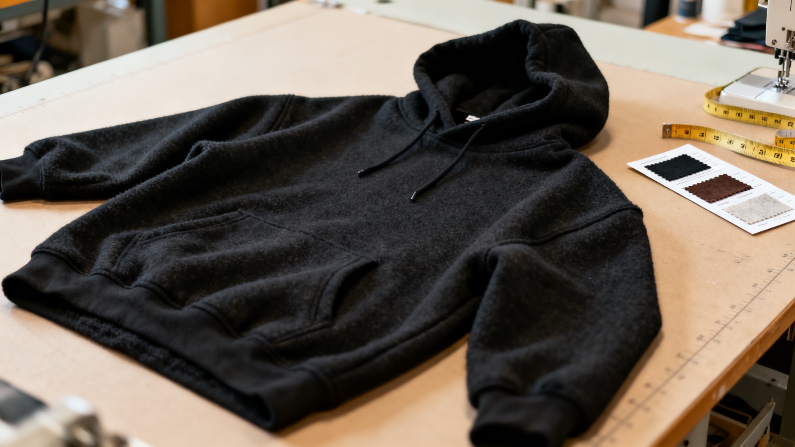 Heavyweight custom hoodie with fleece detail produced by Adiwe for a streetwear brand