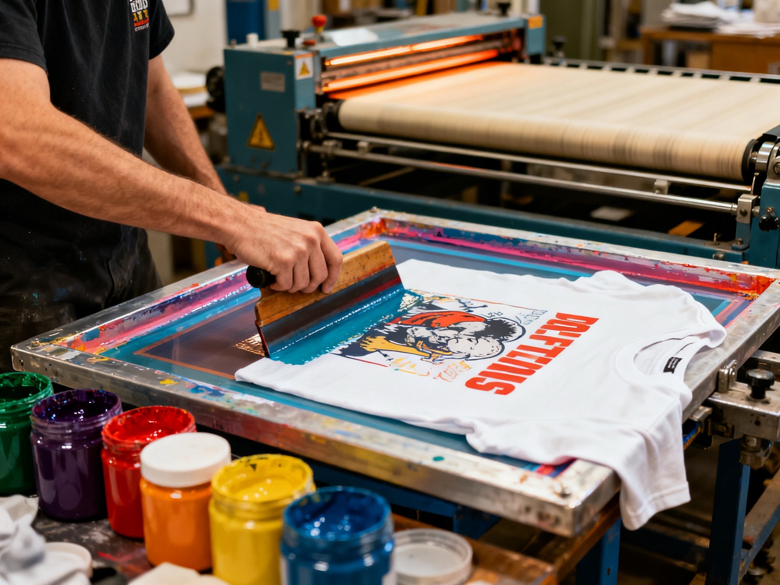 Screen printing station at the Adiwe garment factory